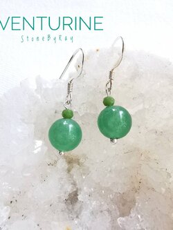 ต่างหูเงินหินอเวนเจอรีน (Aventurine)