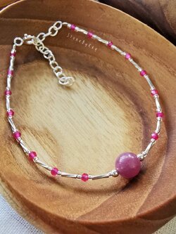 สร้อยข้อมือเงินดีไซน์กับทับทิมแท้(Ruby)