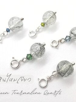 จี้ชาร์มหินไหมเขียว Green Rutile Quartz