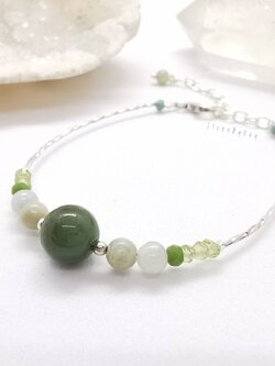 สร้อยข้อมือเงินหยก+เพอริดอท (Jade+Peridot)
