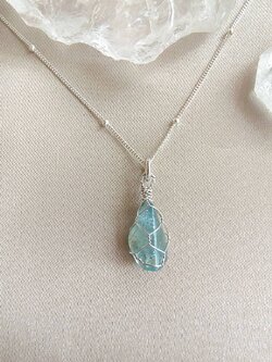 สร้อยคอเงินจี้หินบลูอพาไทต์ Blue Apatite