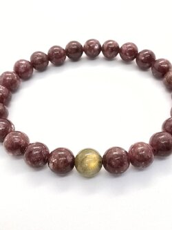 สร้อยข้อมือหินเลพิโดไลท์กับลาบราโดไลท์ Lepidolite+Labradorite