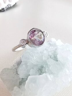 แหวนเงินหินซุปเปอร์เซเว่นเจียรเหลี่ยม Super Seven