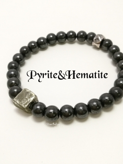 สร้อยข้อมือหินเฮมาไทต์+ไพไรต์