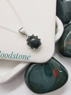สร้อยคอเงินหินบลัดสโตน(หินเลือด) Bloodstone