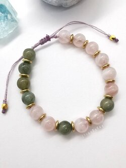 สร้อยข้อมือหินหยกกับโรสควอตซ์ Jade+Rose Quartz