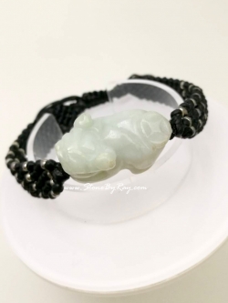 สร้อยข้อมือเชือกถักหินหยกแกะสลักปี่เซียะ