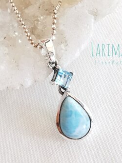 สร้อยคอเงินจี้หินลาริมาร์และบลูโทพาส