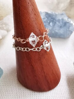 แหวนเงิน+แหวนเงินชุบพิ้งโกลด์หินเฮอร์คิเมอร์ไดม่อน Herkimer Diamond