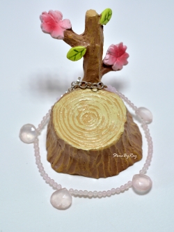 สร้อยข้อมือเงินหินโรสควอตซ์(Rose quartz)