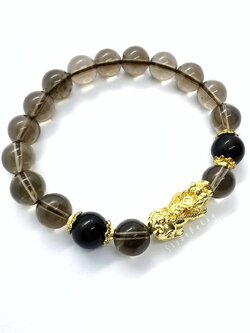 สร้อยข้อมือสโมกกี้ควอตซ์+ปี่เซียะ