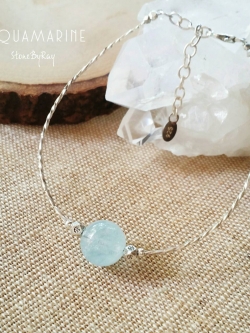 สร้อยข้อมือเงินหินอความารีน