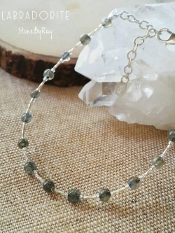 สร้อยข้อมือเงินหินลาบราโดไลท์