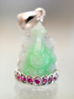 จี้เงินหินหยกแกะสลักองค์พระพิฆเนศวร