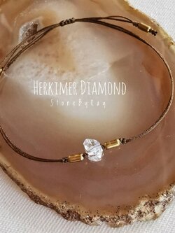 สร้อยข้อมือเชือกถักหินเฮอร์คิเมอร์ไดม่อน