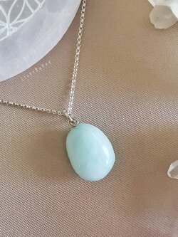 สร้อยคอเงินจี้หินเฮมิมอร์ไฟร์ท Hemimorphite