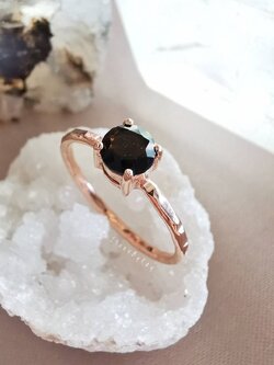 แหวนเงินหินสะเก็ดดาว Tektite