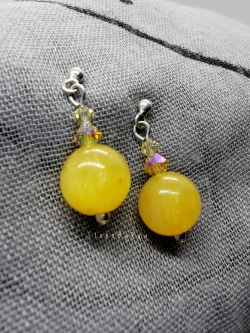 ต่างหูเงินหินแคลไซต์