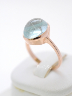 แหวนเงินชุบพิ้งโกลด์พลอยอความารีน