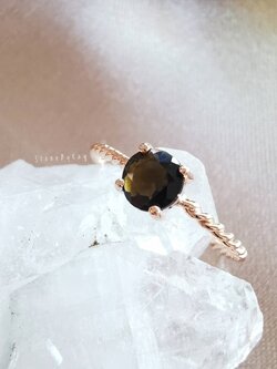 แหวนเงินหินสะเก็ดดาว Tektite