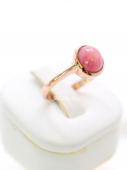 แหวนเงินชุบพิ้งโกลด์พลอยทับทิม