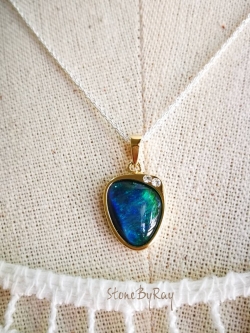 สร้อยคอเงินจี้พลอยโอปอล(Opal Triplet)