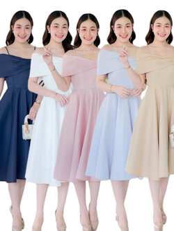 kudapy เดรสสั้นสีขาว ชมพูพาสเทล ทอง กรม เทา เปิดบ่าจับจับอก มีสายเดี่ยวกันหลุดเดรสเปิดบ่า จับจับอก มีสายเดี่ยวกันหลุด โบว์เอียง เข้ารูป เก็บทรง