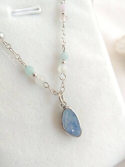 สร้อยคอเงินจี้พลอยโอปอล+มูนสโตน+อมาโซไนท์