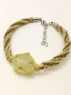 สร้อยข้อมือเชือกถักหินพรีไนท์ (Prehnite)