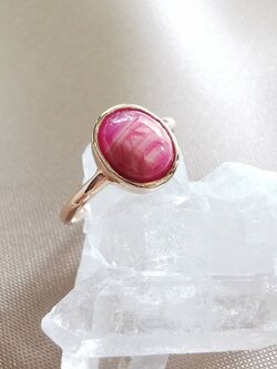 แหวนเงินชุบพิ้งโกลด์พลอยทับทิม Ruby