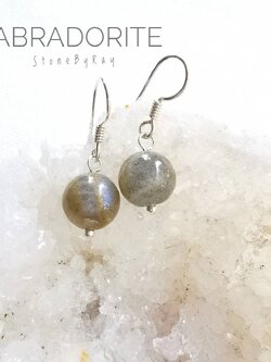 ต่างหูเงินหินลาบราโดไลท์