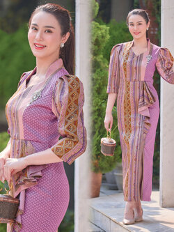 kudapy เดรสงามวิไล ผ้าไทย ชุดเดรส ยกดอกพิกุล ชุดออกงาน ทำงาน ปาตี้ งานเลี้ยง
