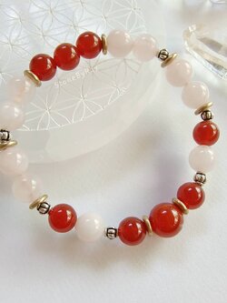 สร้อยข้อมือหินโรสควอตซ์กับคาเนเลี่ยน Rose Quartz+Carnelian