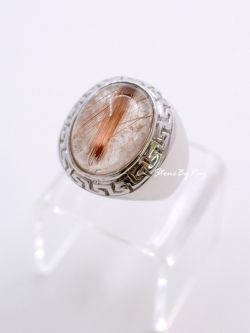 แหวนเงินแท้หินไหมนาค Red Rutilated Quartz