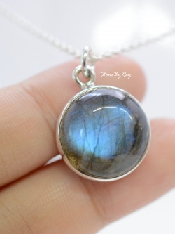 สร้อยคอเงินจี้หินลาบราโดไลท์