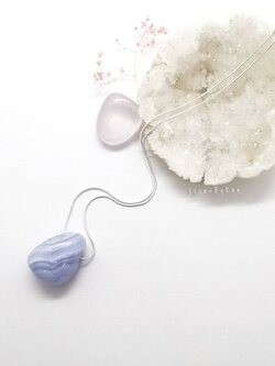 สร้อยคอเงินจี้หินบลูเลซอาเกต Blue Lace Agate