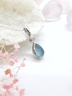 สร้อยคอเงินจี้พลอยอความารีน Aquamarine