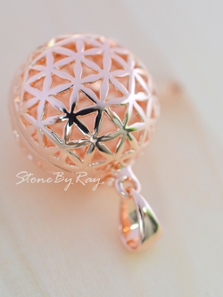 จี้ล็อกเก็ตเงินFlower of lifeชุบโรสโกลด์(จี้เปิดได้)