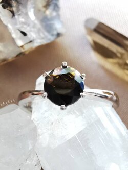 แหวนเงินหินสะเก็ดดาว Tektite