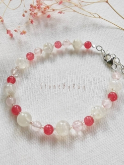 สร้อยข้อมือหินโรสควอตซ์,อาเกตแดง,มูนสโตน