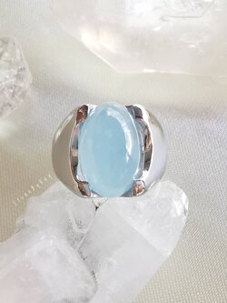 แหวนเงินหินอความารีน Aquamarine