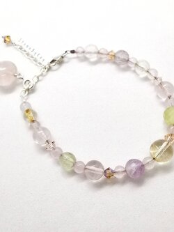 สร้อยข้อมือเงินแท้รวมหินอัญมณี5ชนิด