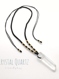 สร้อยคอเชือกถักจี้หินคริสตัลควอตซ์