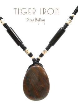 สร้อยคอเชือกถักจี้หินไทเกอร์ไอออน