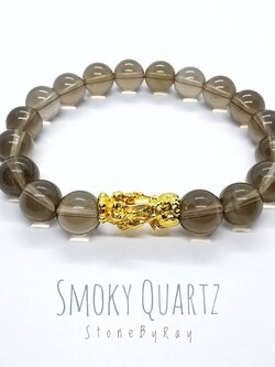 สร้อยข้อมือสโมกกี้ควอตซ์+ปี่เซียะ