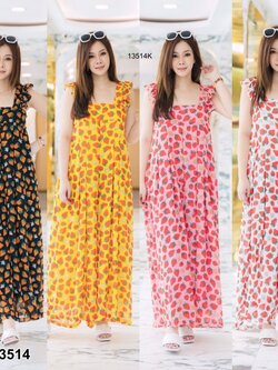 kudapy Jumpsuit #สาวอวบ จั๊มสูทสายเดี่ยว แต่งระบาย มีกระเป๋าล้วงข้างลำตัว เนื้อผ้าชีฟอง พริ้วใส่ไปทะเล