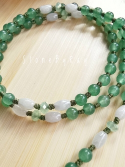 สร้อยคอเชือกถักหินอเวนเจอรีน+หยก