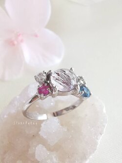 แหวนเงินหินซุปเปอร์เซเว่นกับพลอยแซฟไฟร์ Super Seven