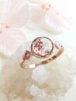 แหวนเงินหินซุปเปอร์เซเว่นกับพลอยพิ้งแซฟไฟร์ Super Seven