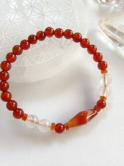 สร้อยข้อมือหินคาเนเลี่ยนกับโรสควอตซ์ Carnelian+Rose Quartz